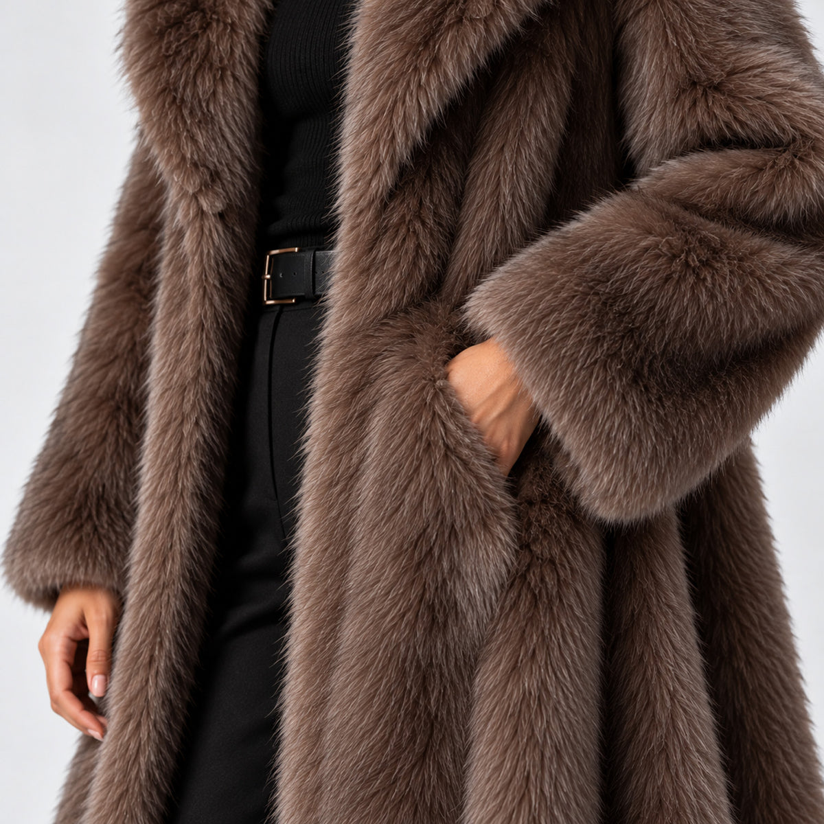 Monvaline | Women’s Long Faux Fur Coat for Cold Weather