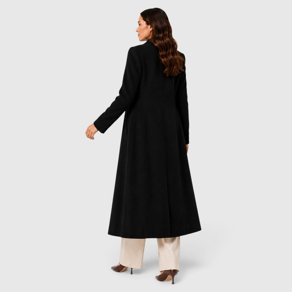 Monvaline | Women’s Loose Fit Long Coat with Lapel Collar for Daily Wear