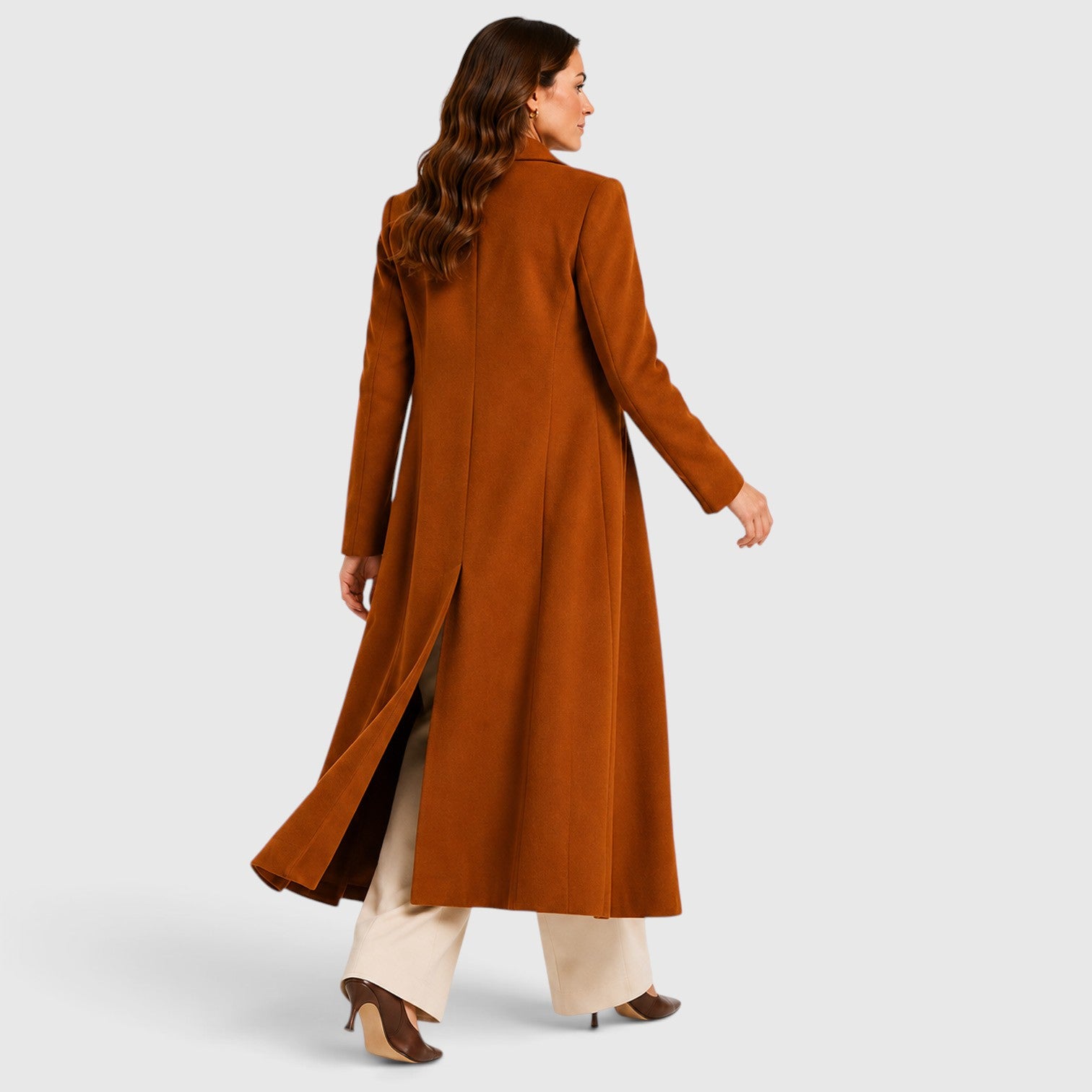 Monvaline | Women’s Loose Fit Long Coat with Lapel Collar for Daily Wear