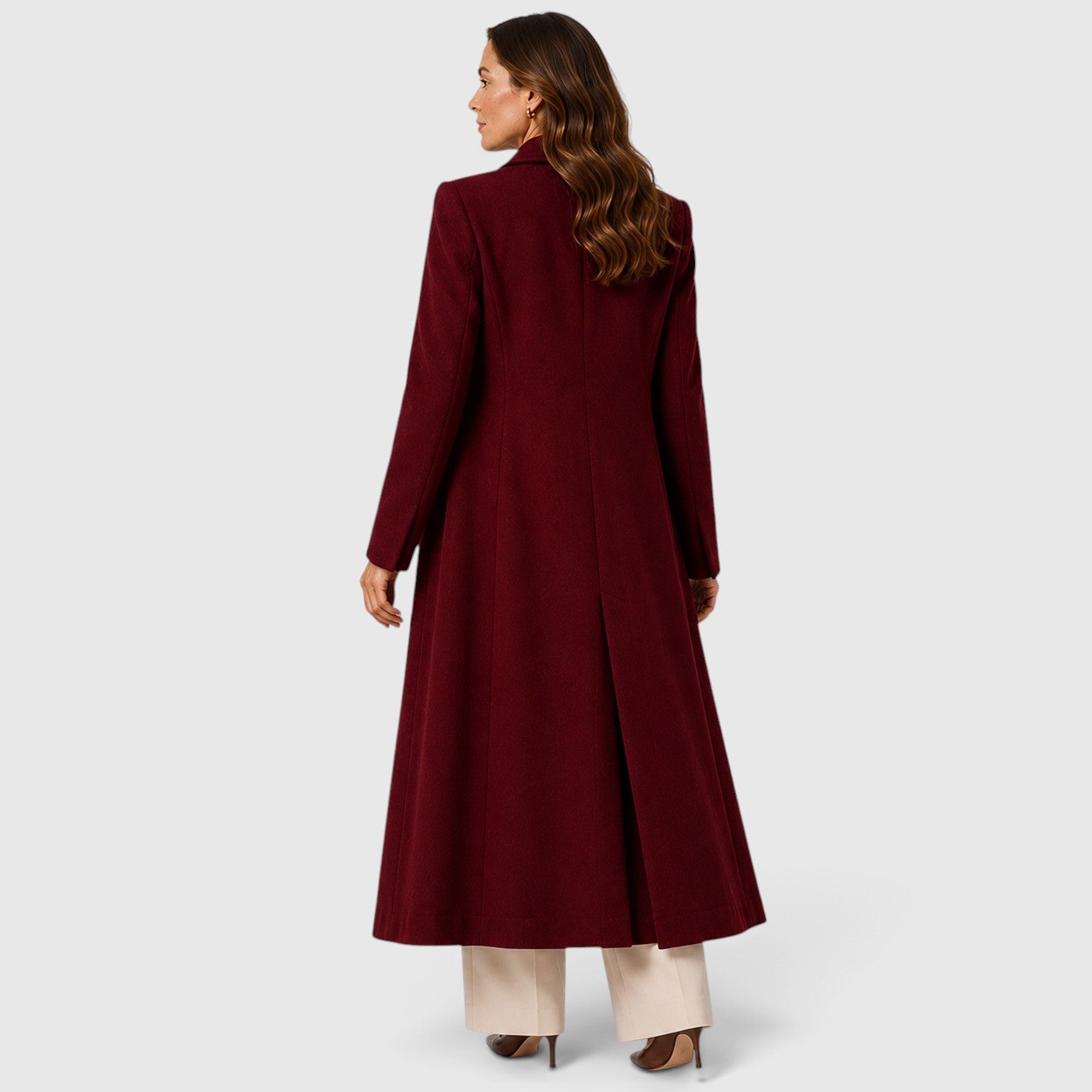 Monvaline | Women’s Loose Fit Long Coat with Lapel Collar for Daily Wear
