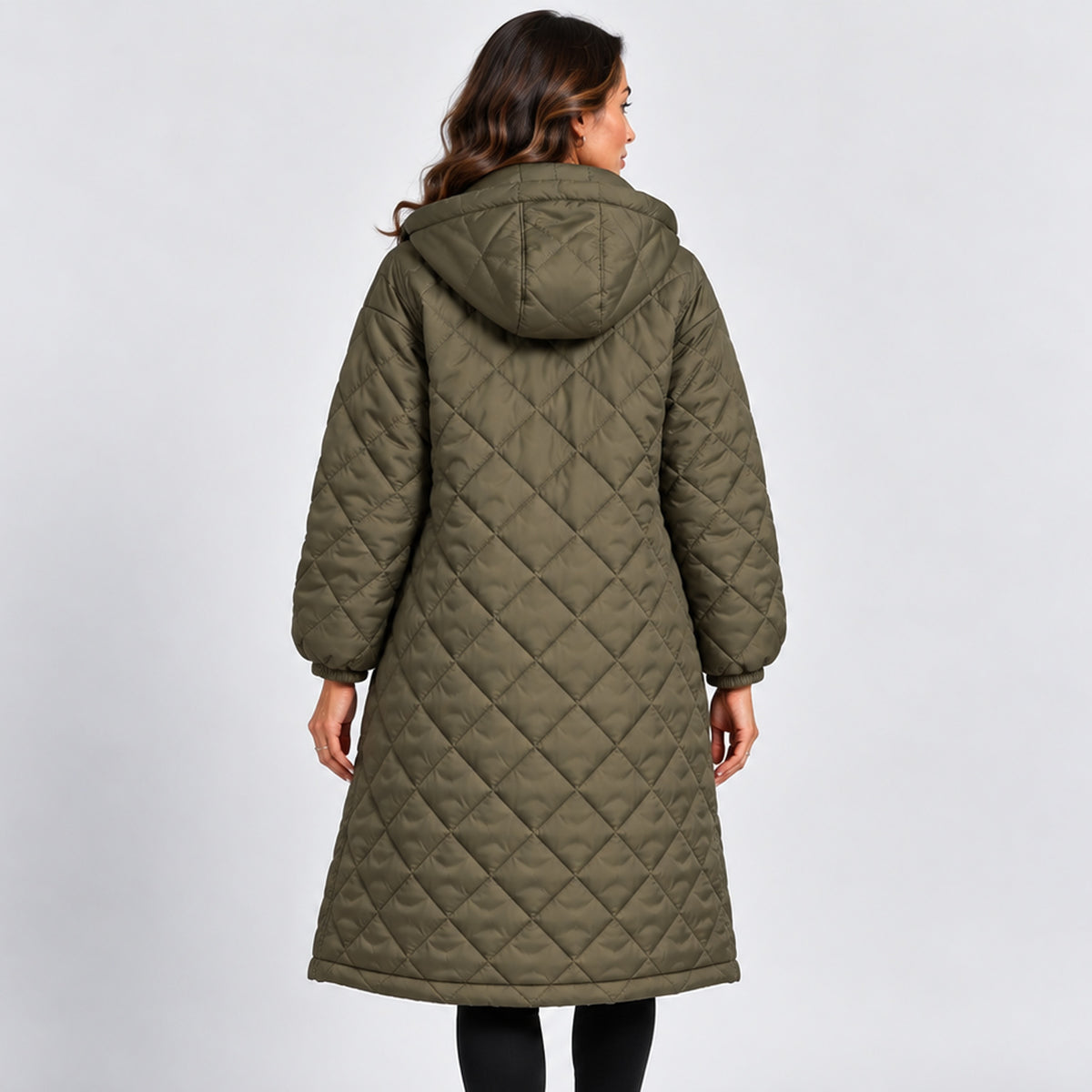 Monvaline | Women’s Mid-Length Winter Coat – Hooded & Quilted