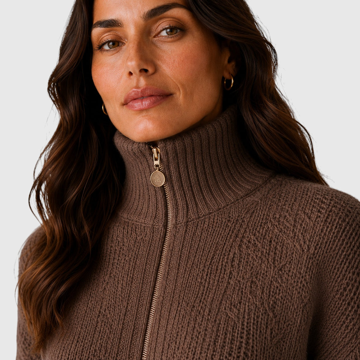 Monvaline | Women’s Oversized Half Zip Knit Sweater – Stand-Up Collar Jumper