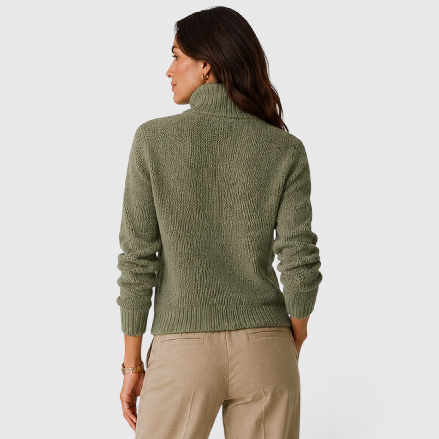 Monvaline | Women’s Oversized Half Zip Knit Sweater – Stand-Up Collar Jumper