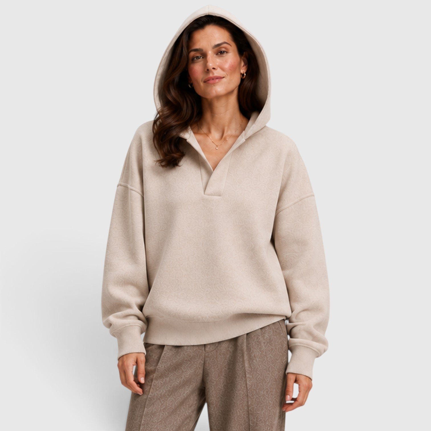 Monvaline | Women’s Oversized Open Neck Pullover Hoodie