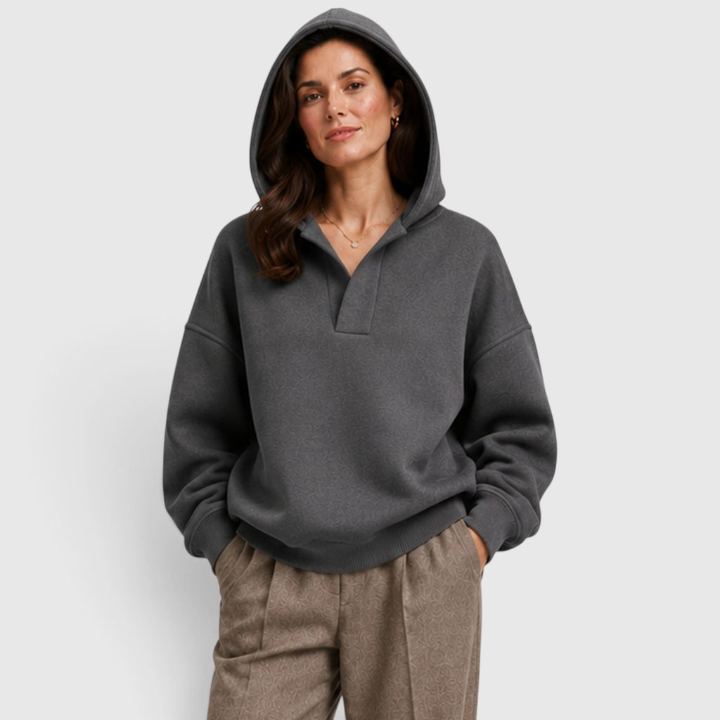 Monvaline | Women’s Oversized Open Neck Pullover Hoodie