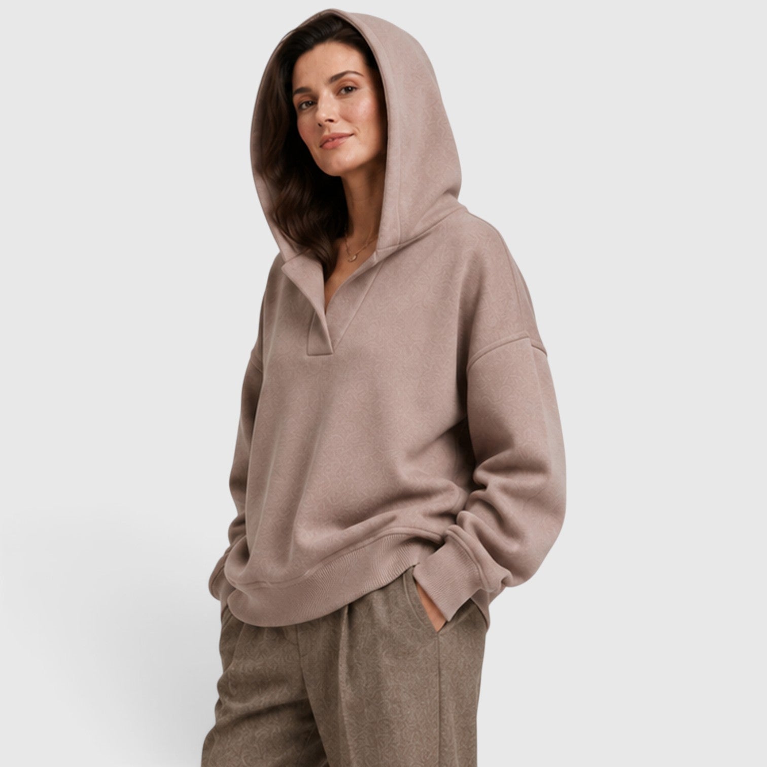 Monvaline | Women’s Oversized Open Neck Pullover Hoodie