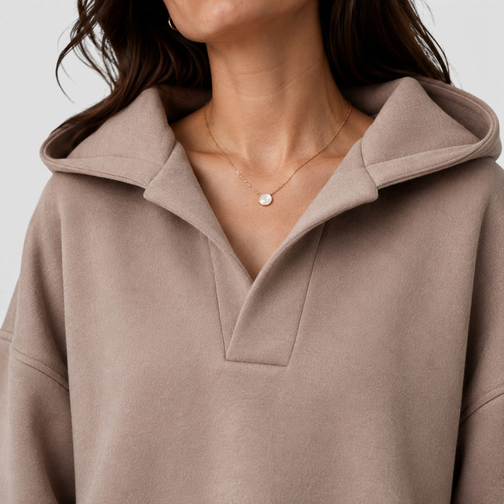 Monvaline | Women’s Oversized Open Neck Pullover Hoodie