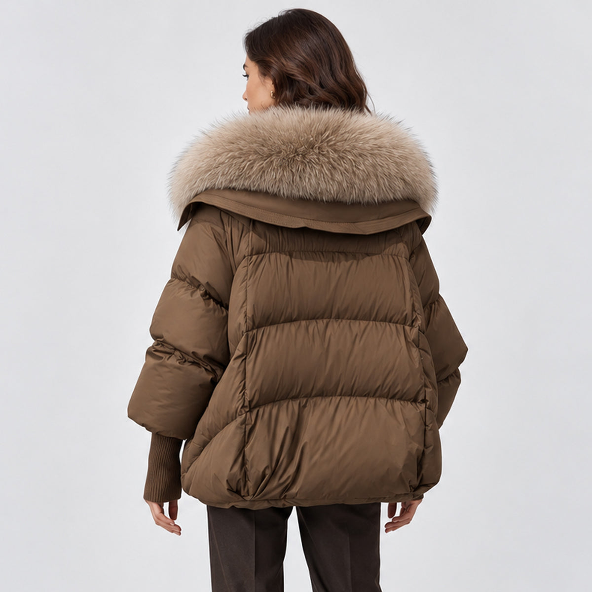 Monvaline | Women’s Puffer Jacket with Faux Fur Collar – Winter Coat