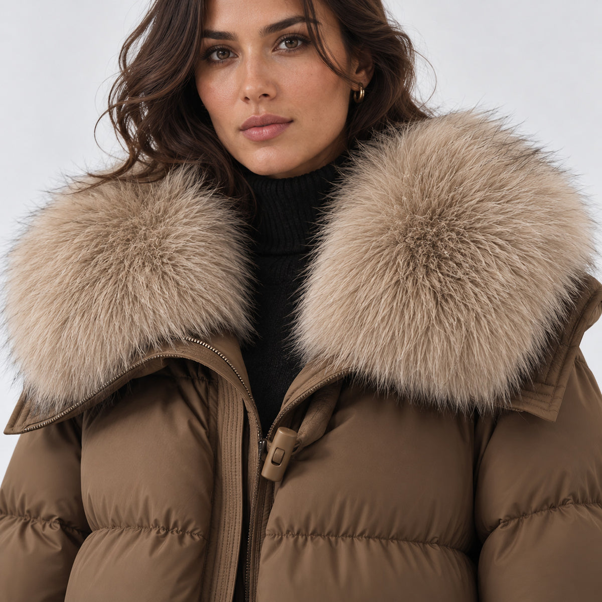 Monvaline | Women’s Puffer Jacket with Faux Fur Collar – Winter Coat
