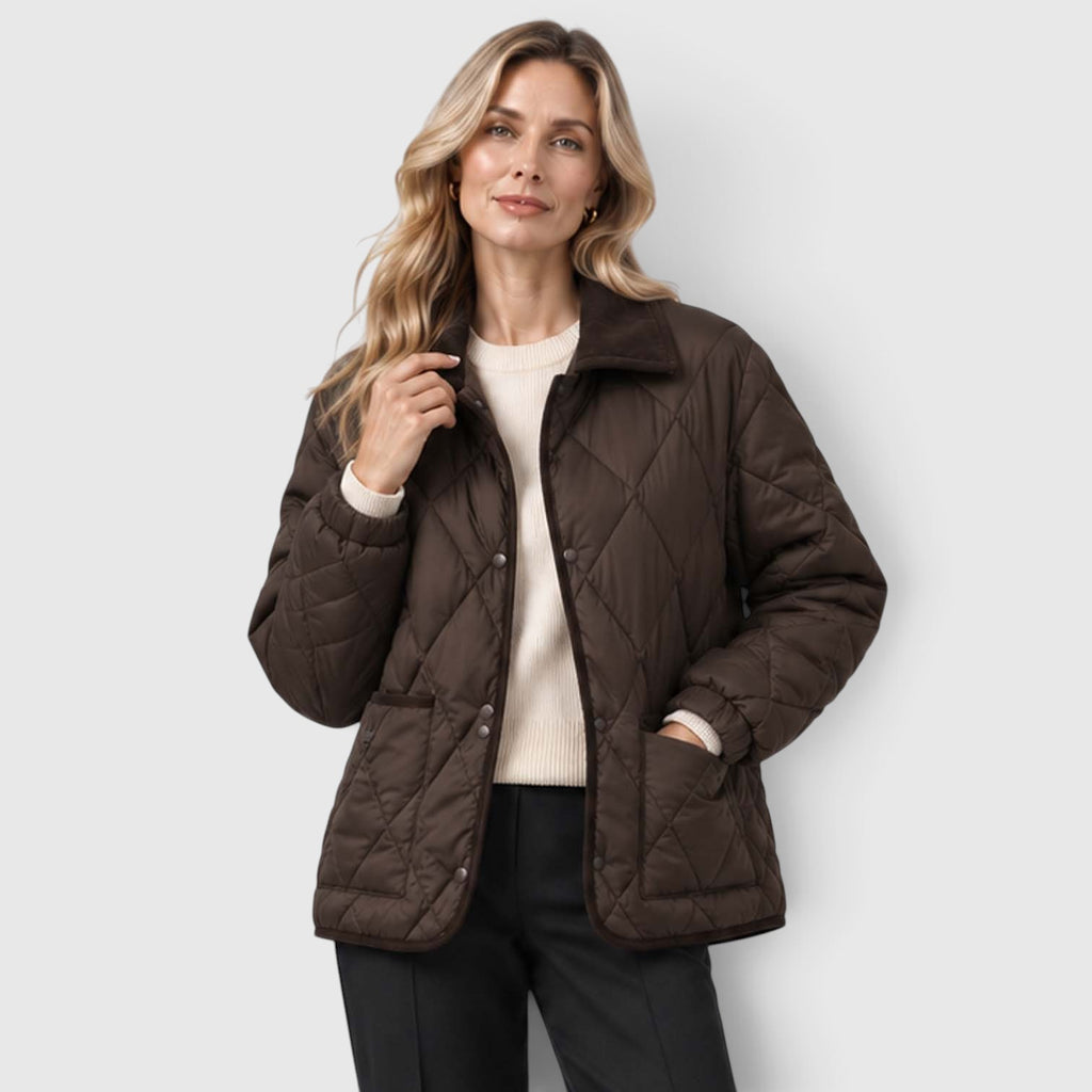 Monvaline | Women’s Quilted Padded Jacket – Lightweight Collared Coat