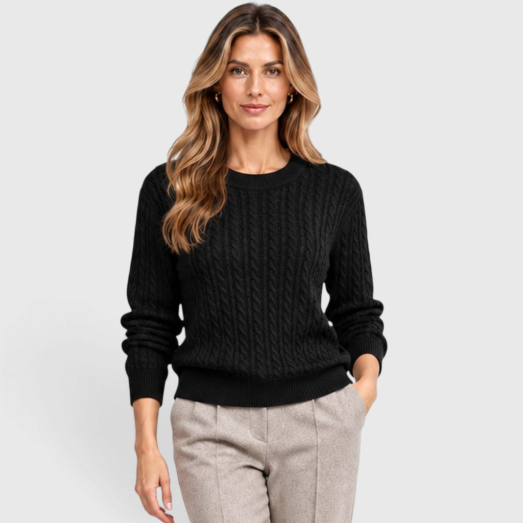 Monvaline | Women’s Ribbed Sweater - Loose Fit Crew Neck Pullover