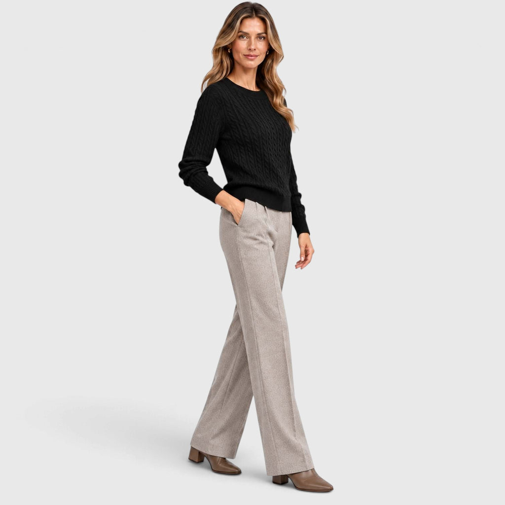 Monvaline | Women’s Ribbed Sweater - Loose Fit Crew Neck Pullover