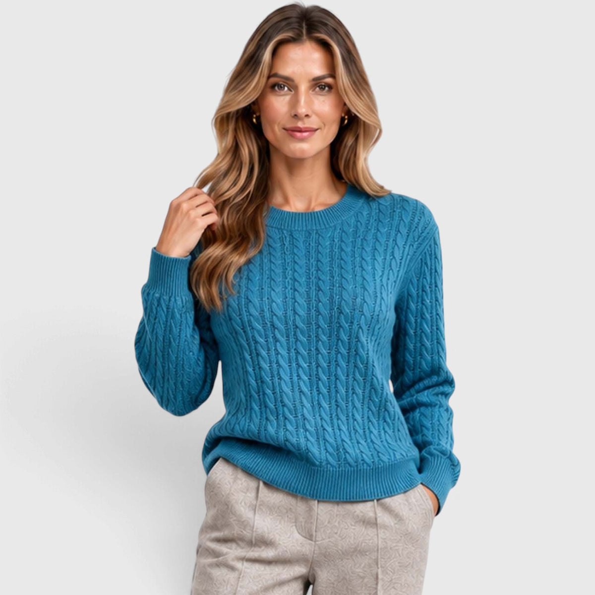 Monvaline | Women’s Ribbed Sweater - Loose Fit Crew Neck Pullover