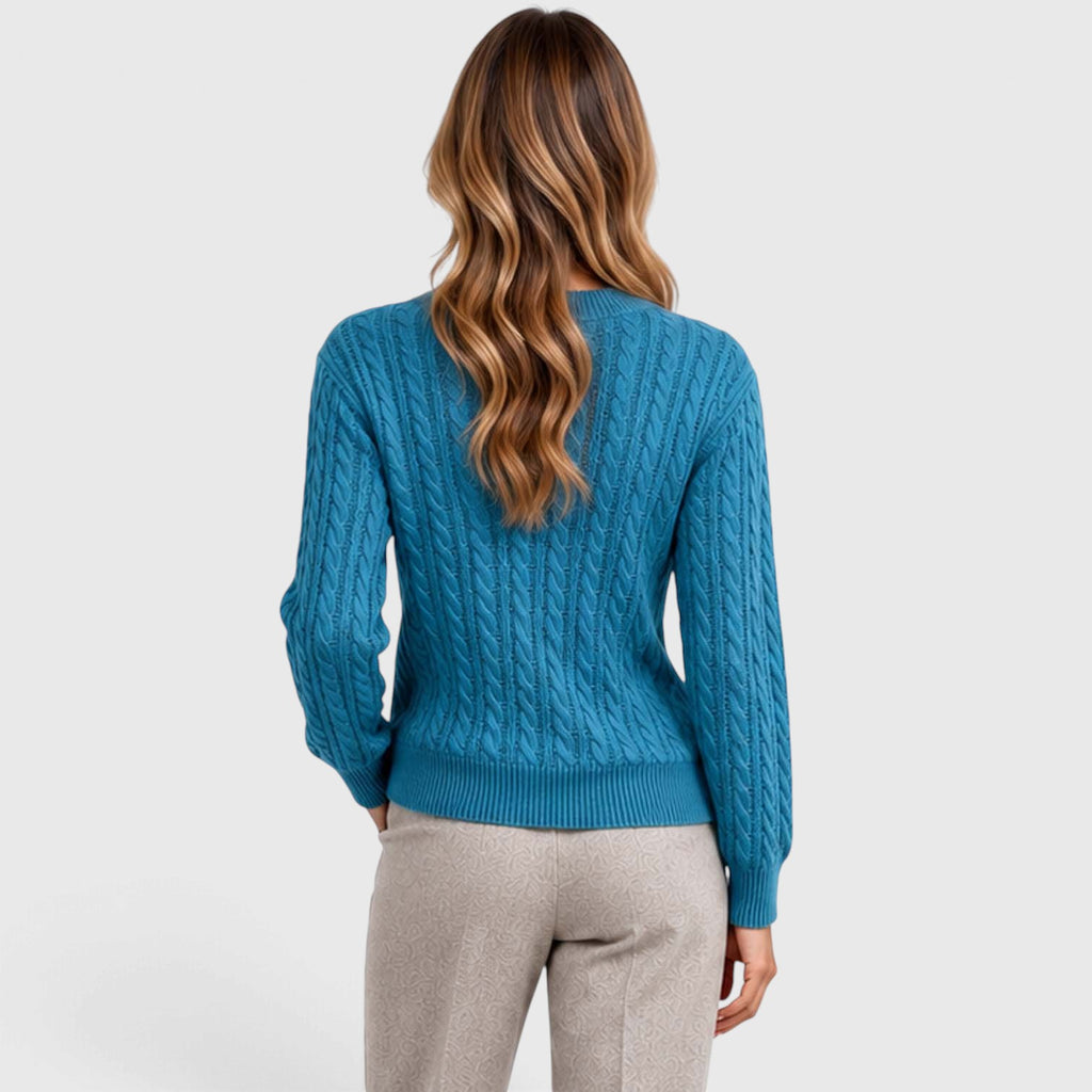 Monvaline | Women’s Ribbed Sweater - Loose Fit Crew Neck Pullover