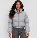 Monvaline | Women's Cropped Puffer Jacket High Collar Winter Coat