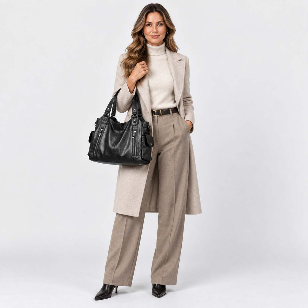 Monvaline | Women’s Shoulder Bag – Slouchy Faux Leather Hobo