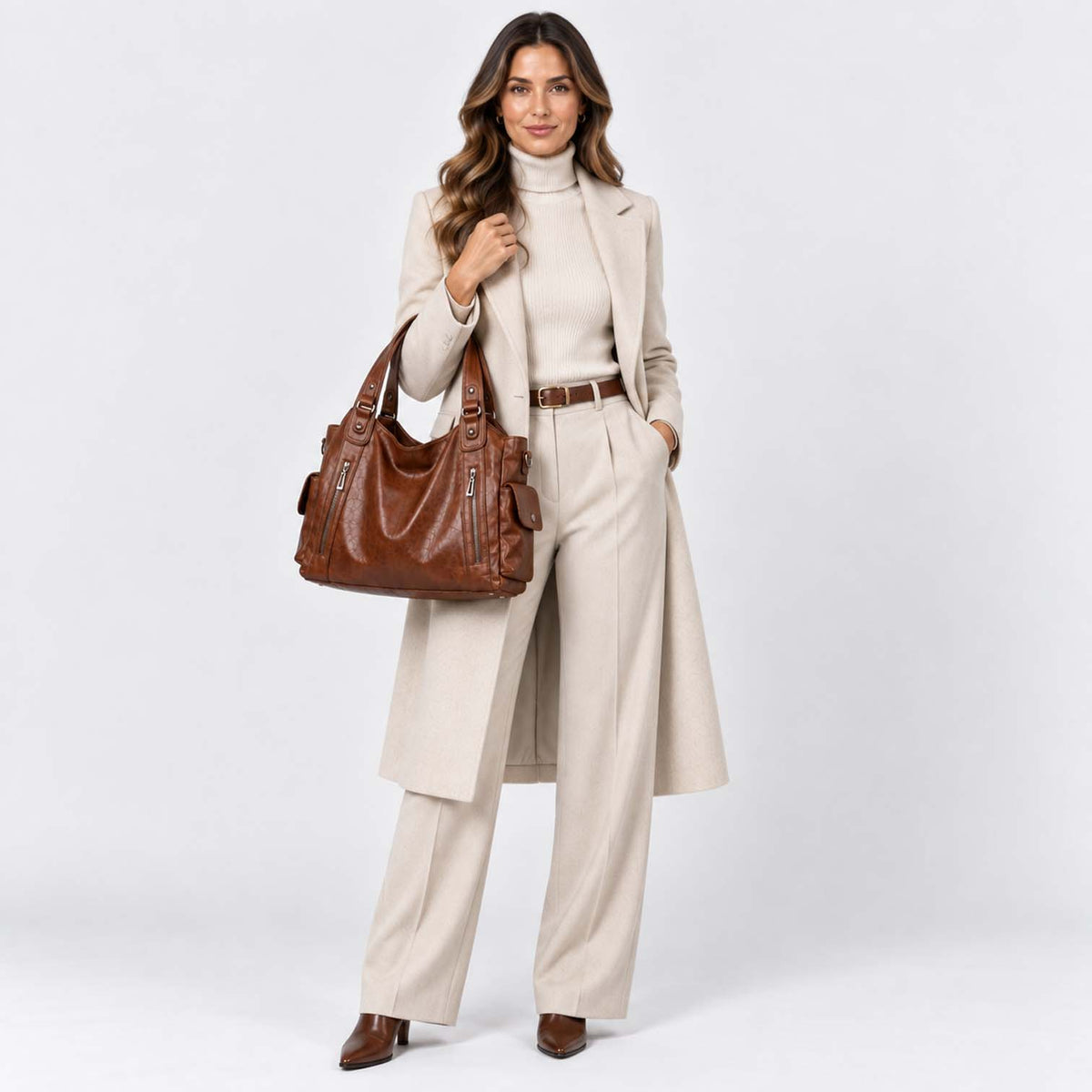 Monvaline | Women’s Shoulder Bag – Slouchy Faux Leather Hobo