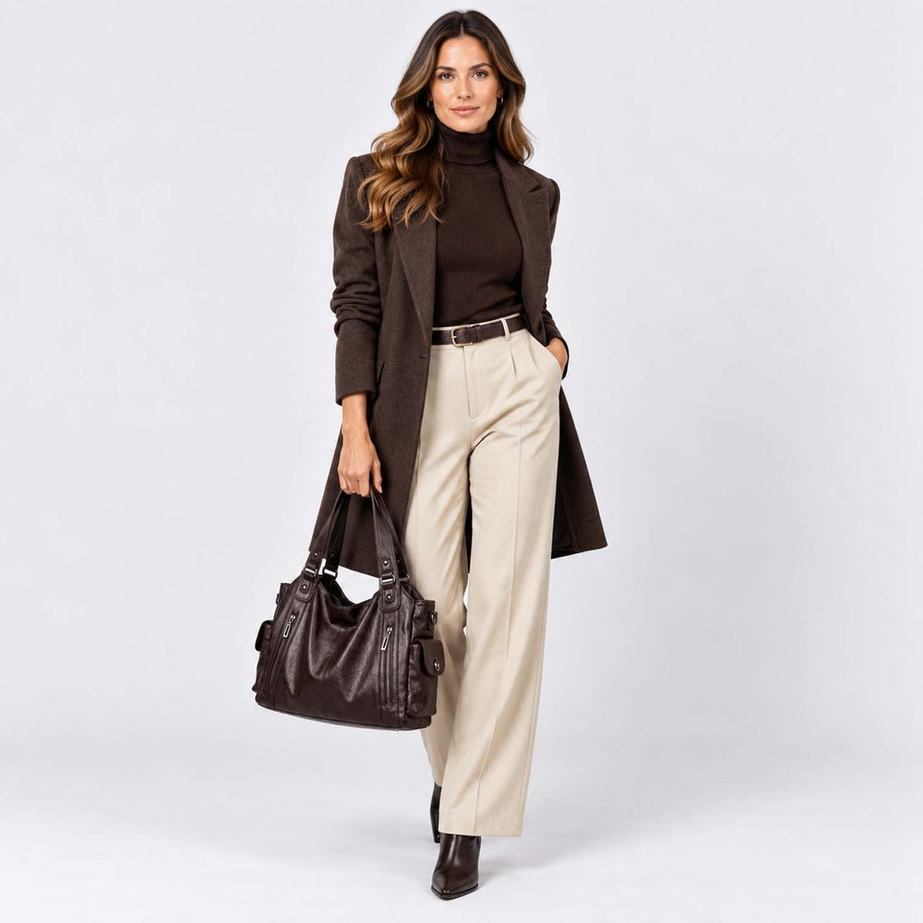 Monvaline | Women’s Shoulder Bag – Slouchy Faux Leather Hobo