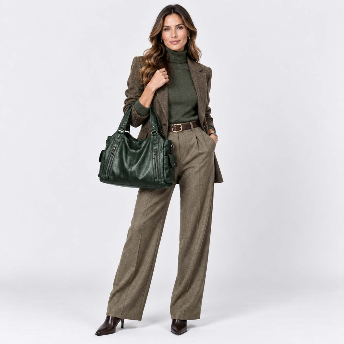 Monvaline | Women’s Shoulder Bag – Slouchy Faux Leather Hobo