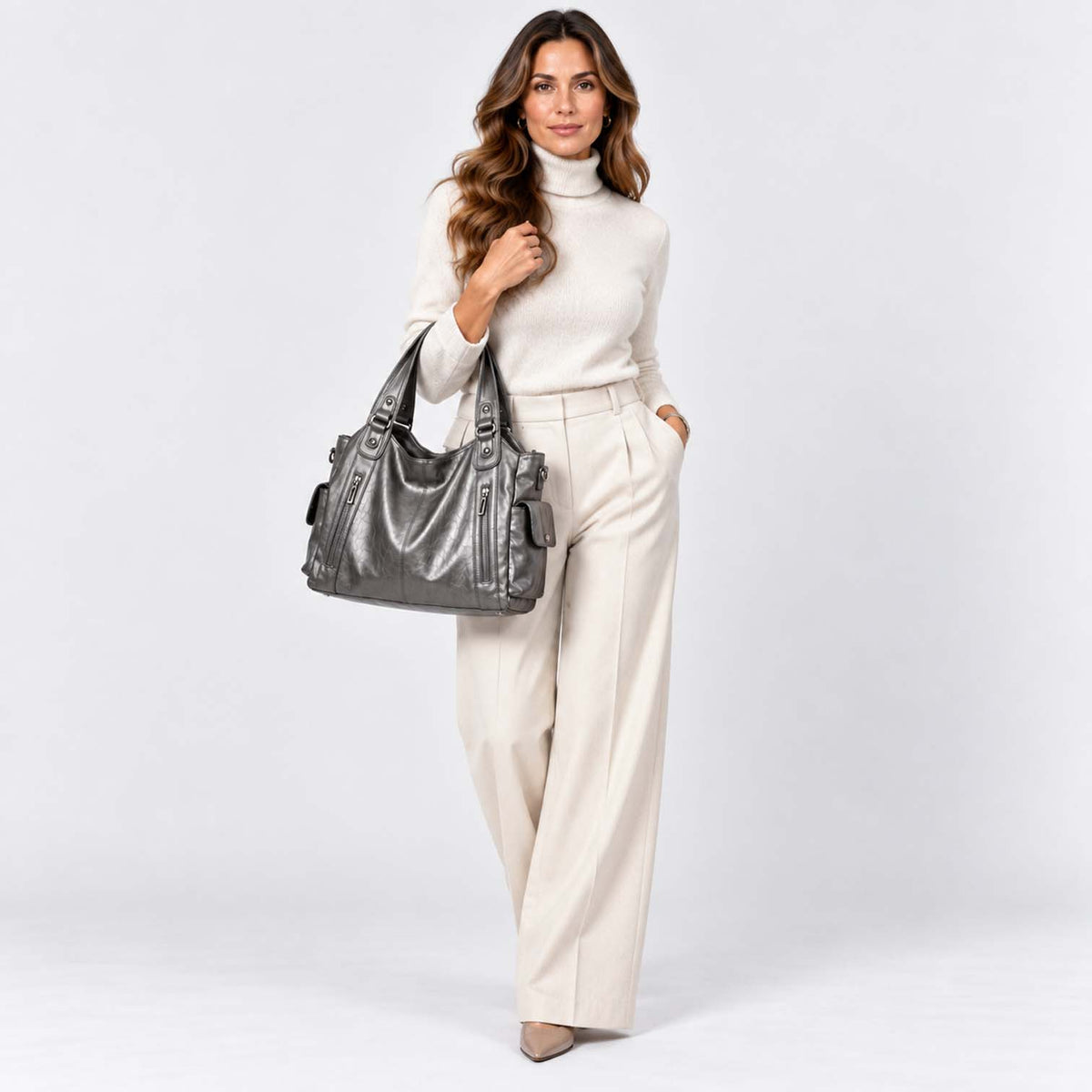 Monvaline | Women’s Shoulder Bag – Slouchy Faux Leather Hobo