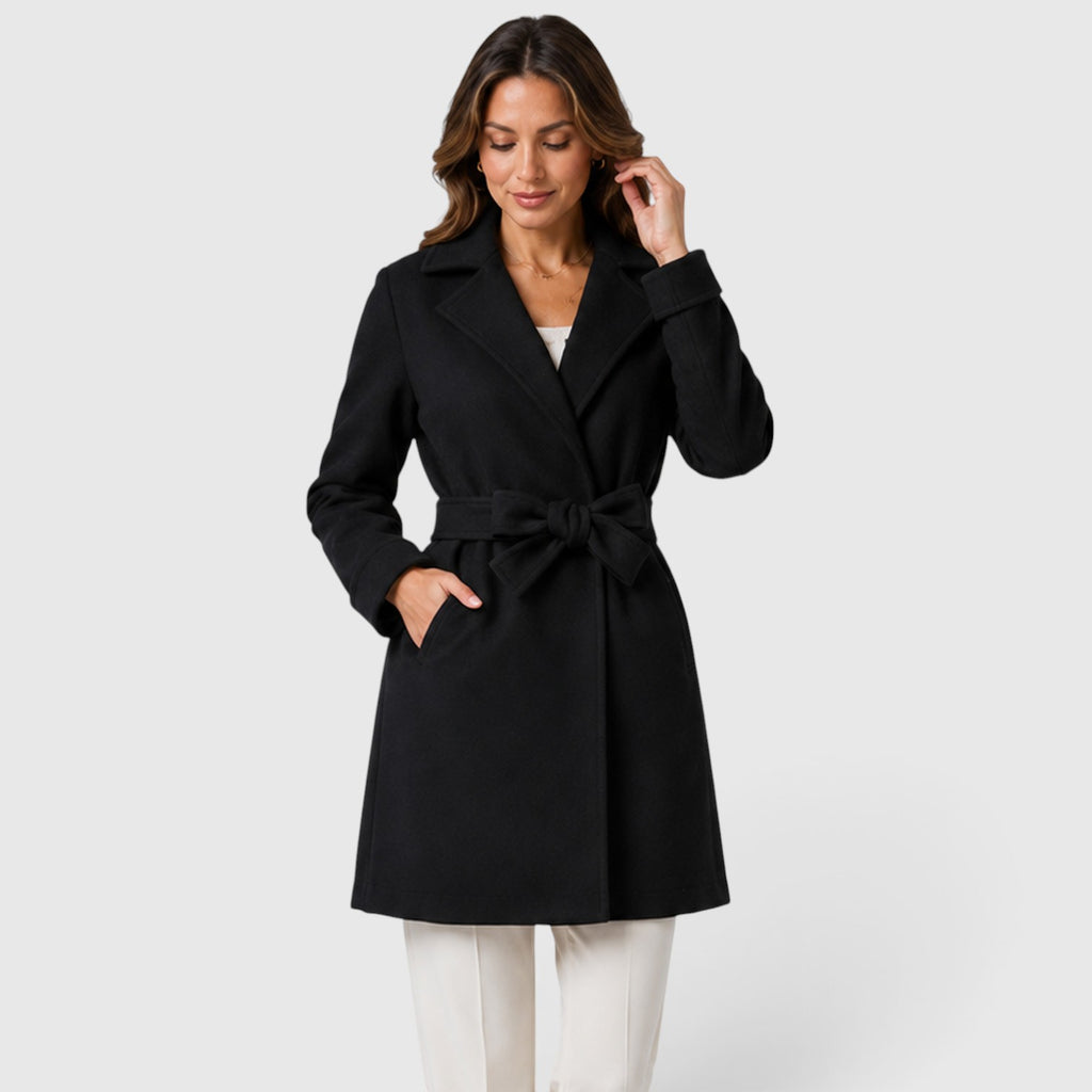 Monvaline | Women’s Slim Fit Belted Lapel Jacket for Elegant Everyday Wear