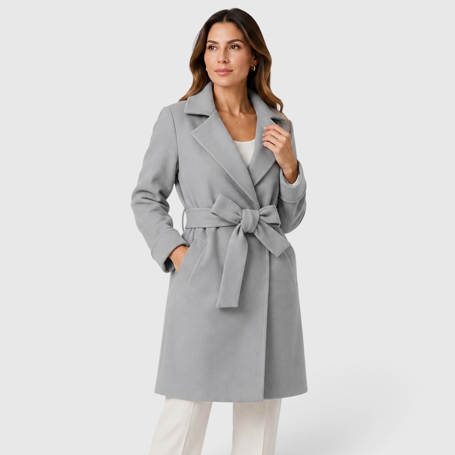 Monvaline | Women’s Slim Fit Belted Lapel Jacket for Elegant Everyday Wear