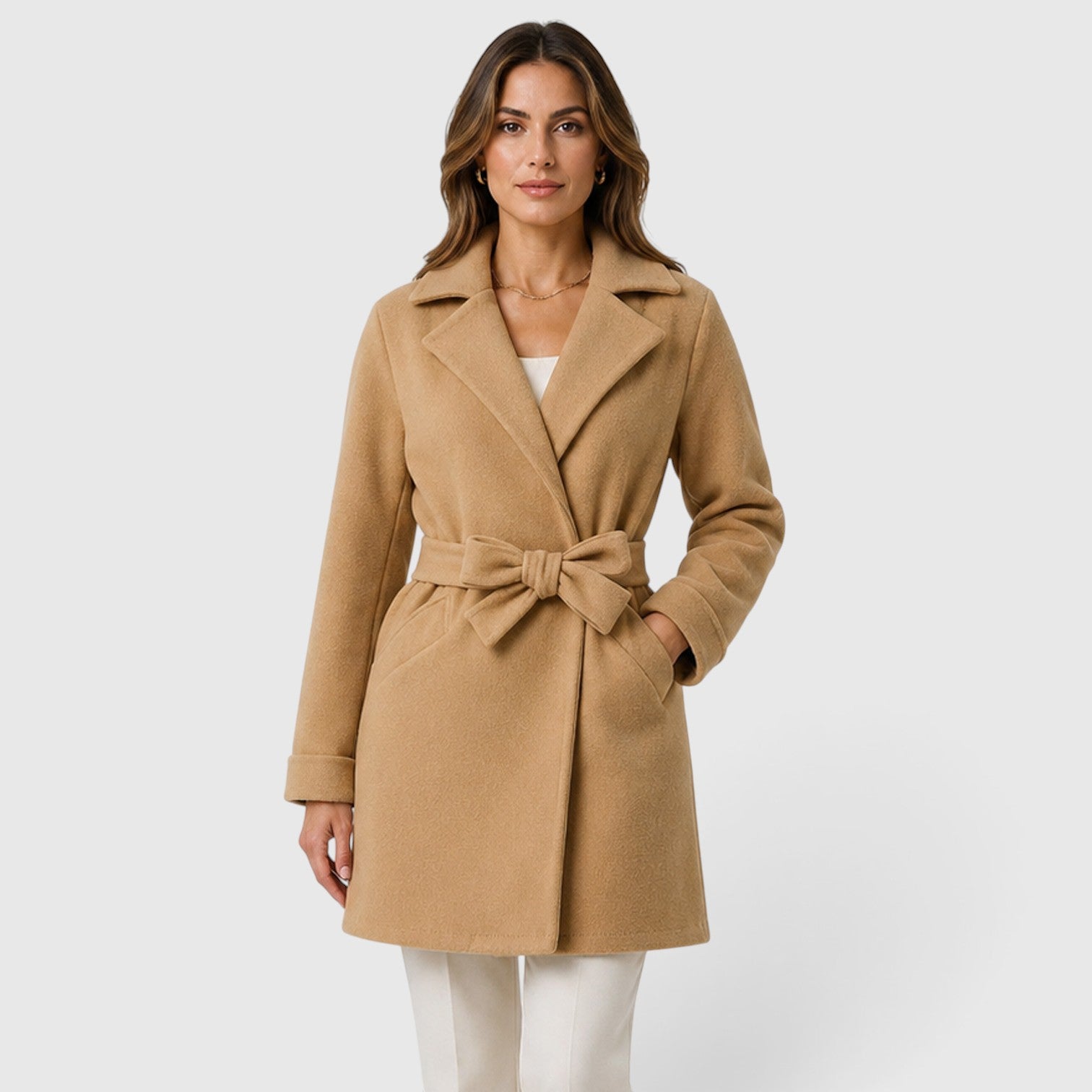 Monvaline | Women’s Slim Fit Belted Lapel Jacket for Elegant Everyday Wear