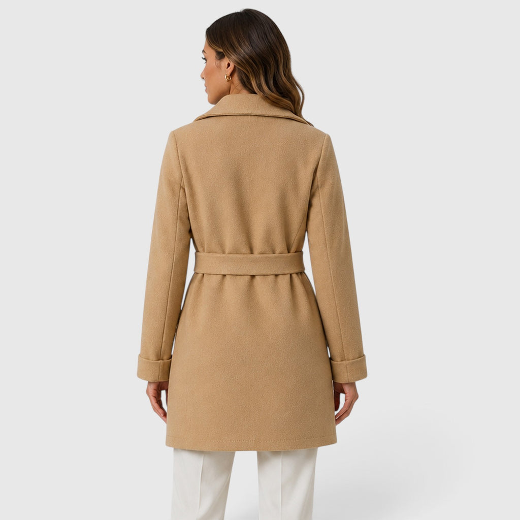 Monvaline | Women’s Slim Fit Belted Lapel Jacket for Elegant Everyday Wear