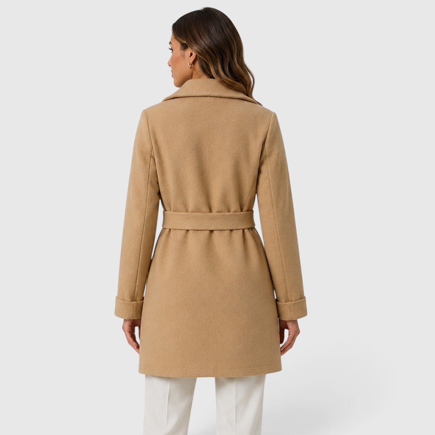 Monvaline | Women’s Slim Fit Belted Lapel Jacket for Elegant Everyday Wear