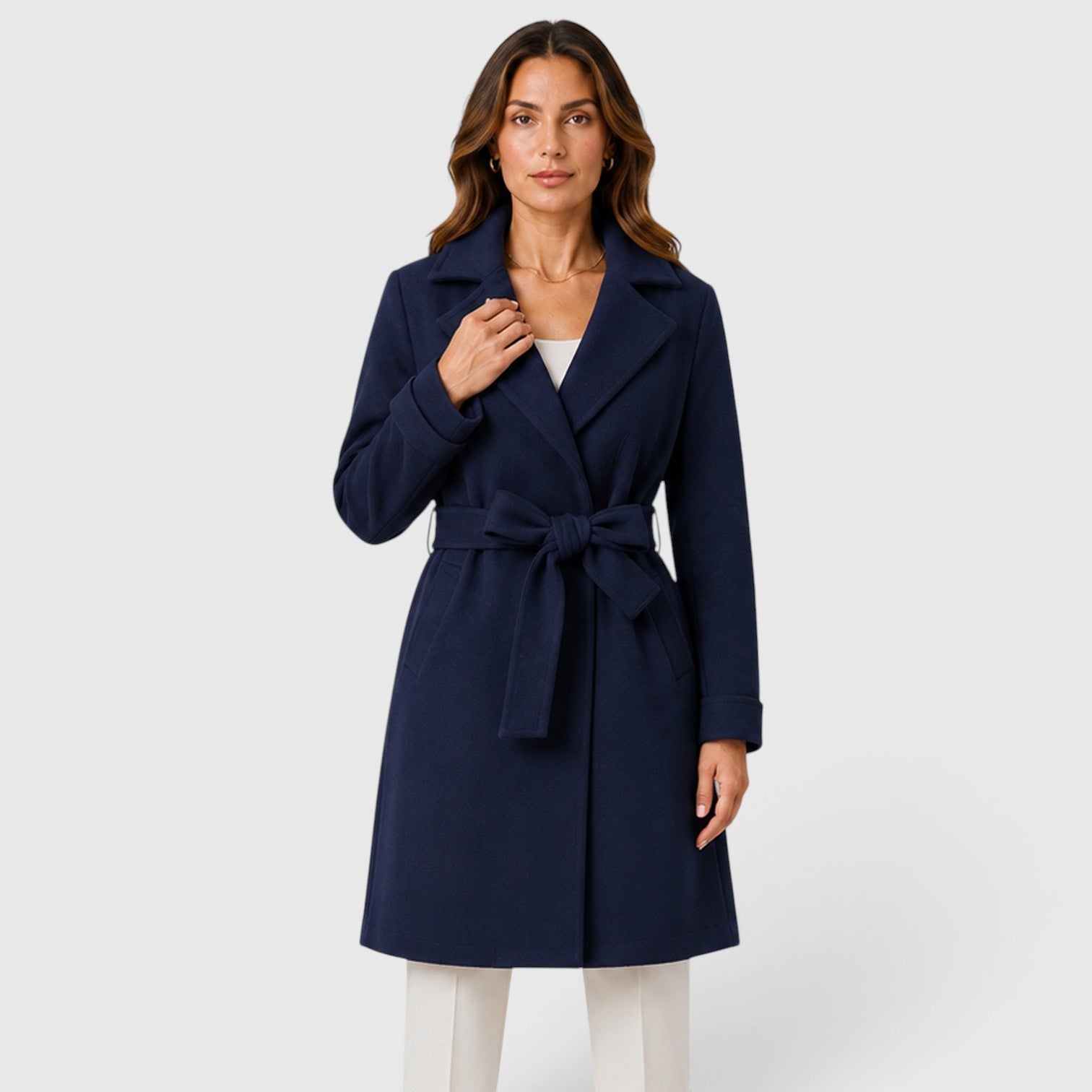 Monvaline | Women’s Slim Fit Belted Lapel Jacket for Elegant Everyday Wear