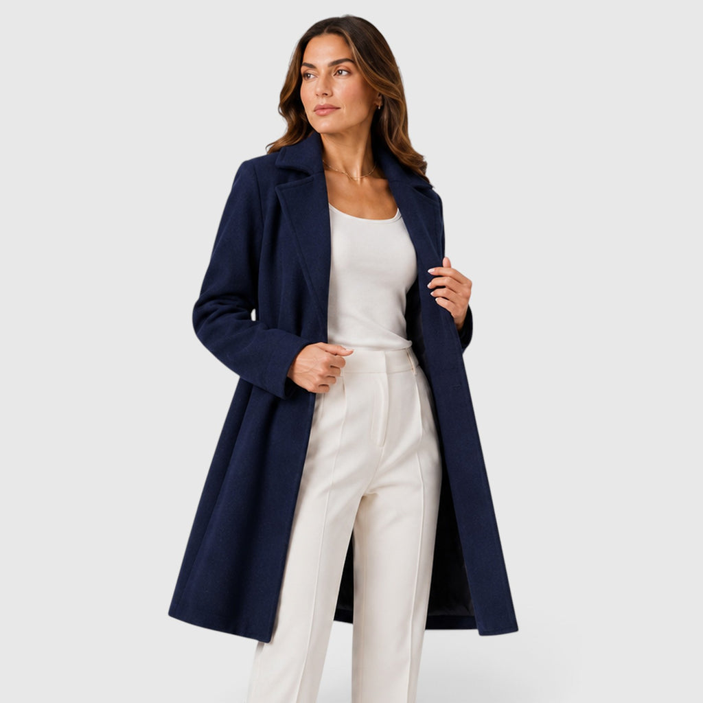 Monvaline | Women’s Slim Fit Belted Lapel Jacket for Elegant Everyday Wear