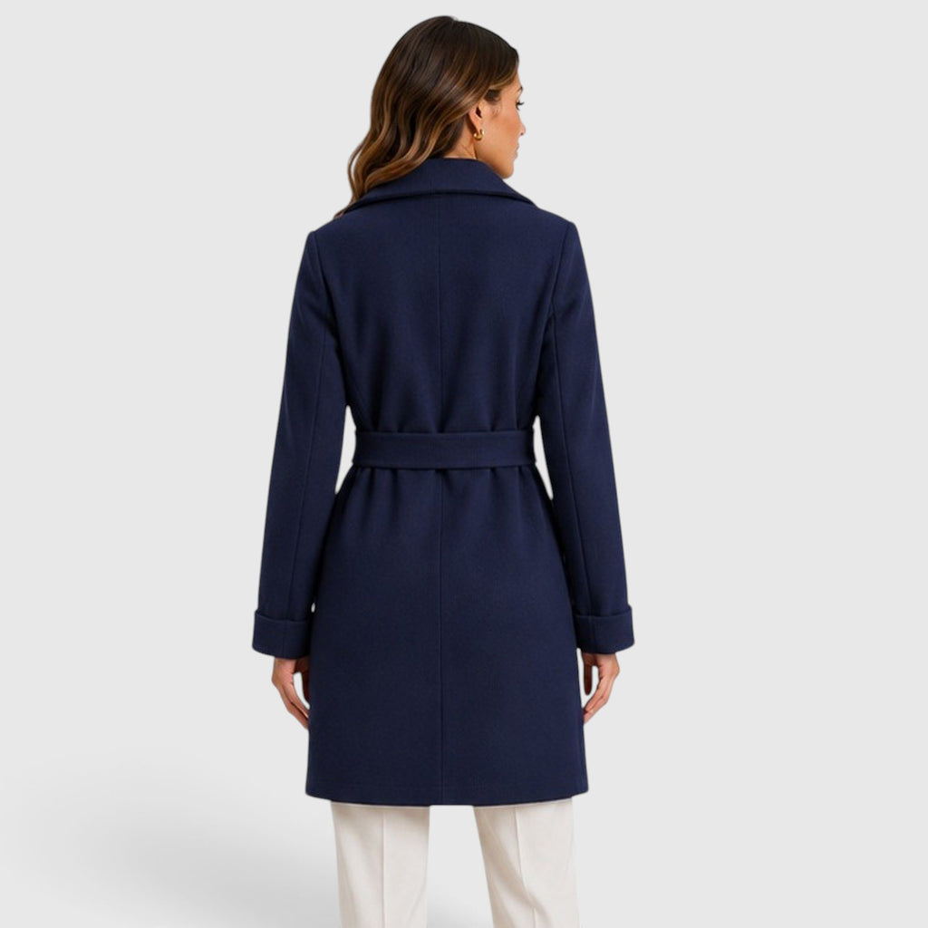 Monvaline | Women’s Slim Fit Belted Lapel Jacket for Elegant Everyday Wear