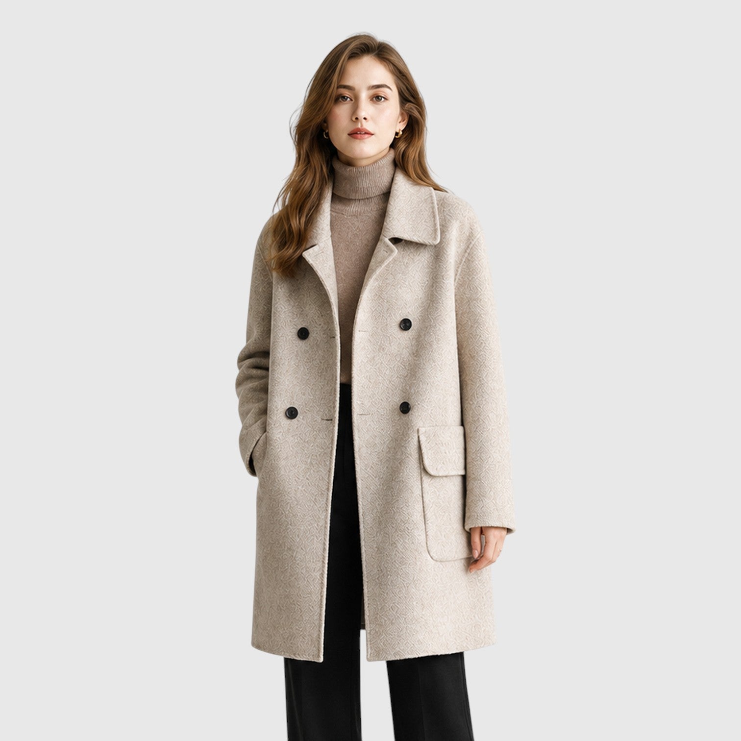 Monvaline | Women’s Slim Fit Mid-Length Coat for Casual and Dressy Wear