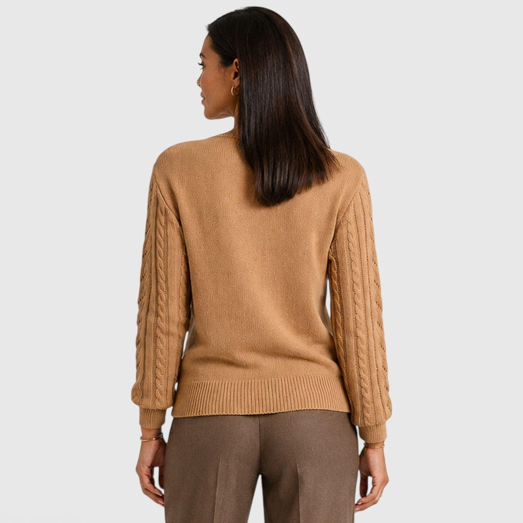 Monvaline | Women’s Soft Warm Cable Knit Crew Neck Sweater