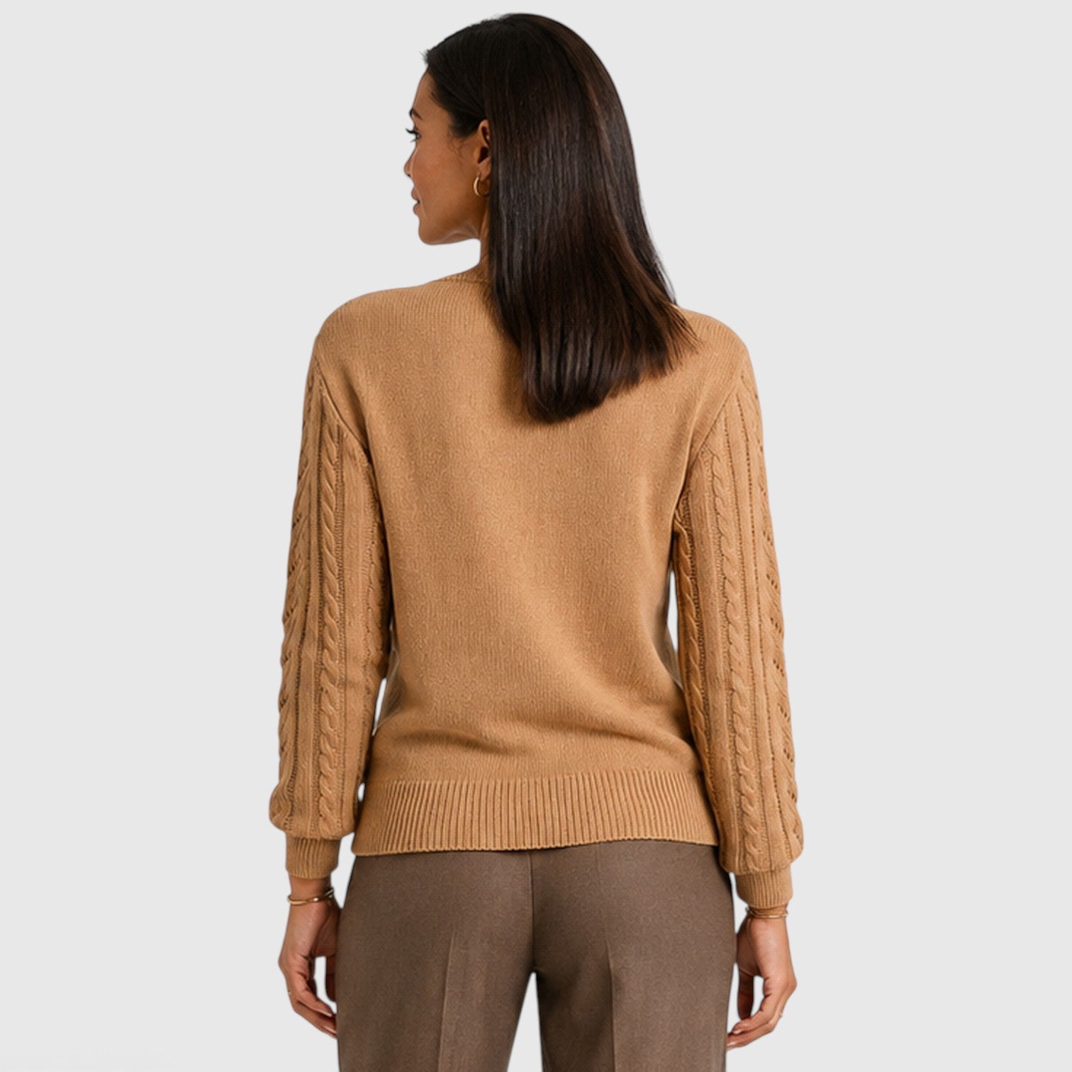 Monvaline | Women’s Soft Warm Cable Knit Crew Neck Sweater