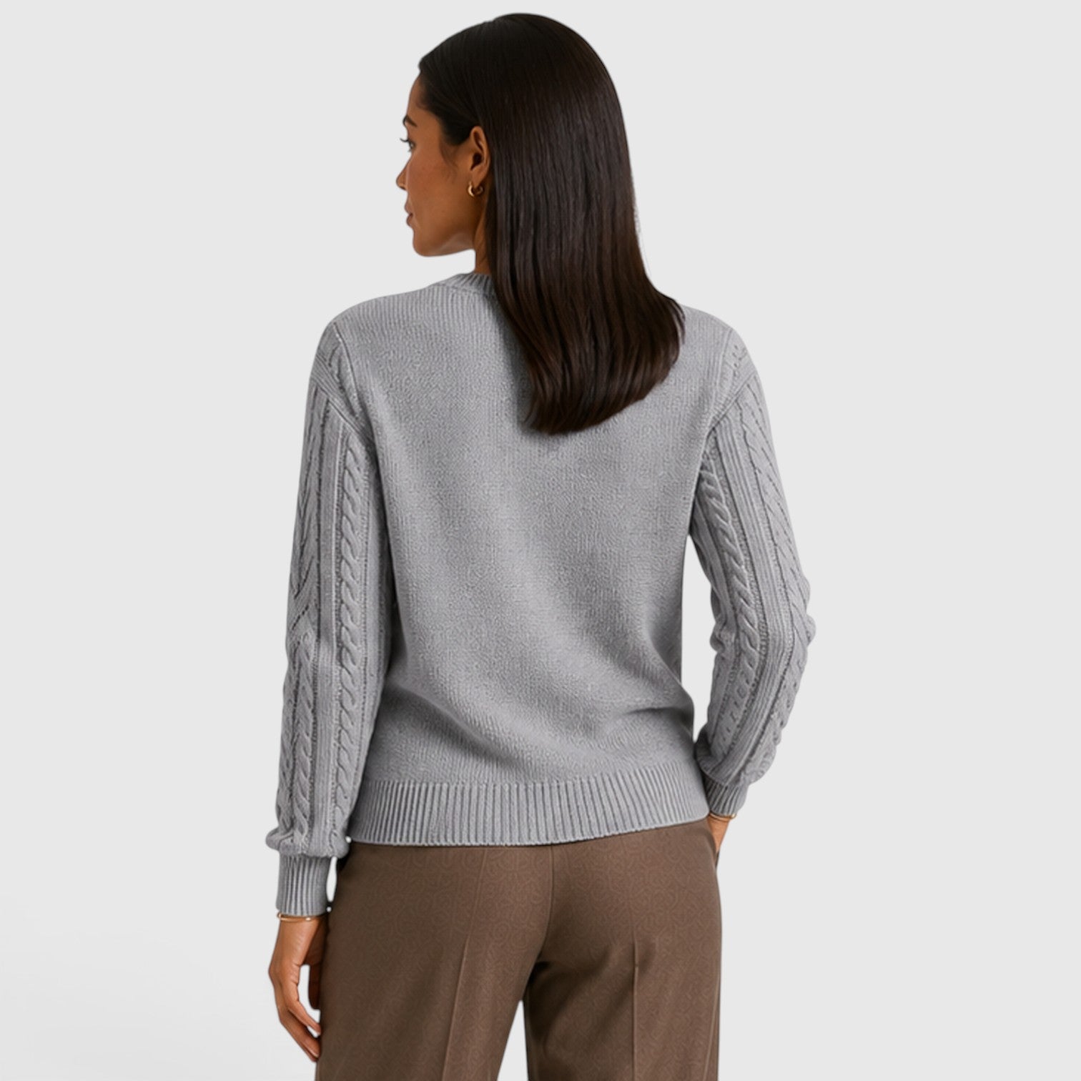Monvaline | Women’s Soft Warm Cable Knit Crew Neck Sweater