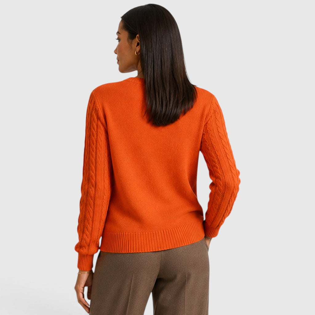 Monvaline | Women’s Soft Warm Cable Knit Crew Neck Sweater