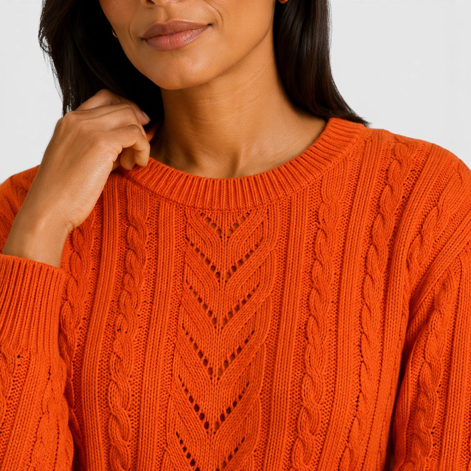 Monvaline | Women’s Soft Warm Cable Knit Crew Neck Sweater
