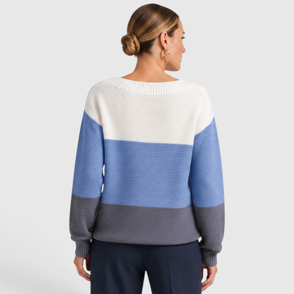 Monvaline | Women’s Soft Warm Relaxed Fit Colour Block Knit Sweater