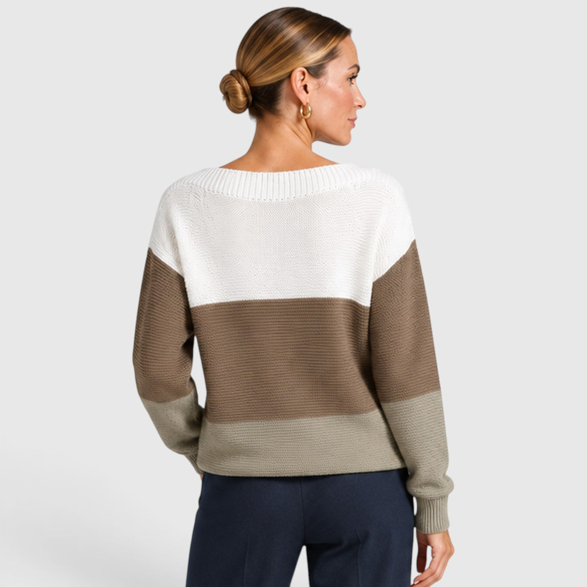 Monvaline | Women’s Soft Warm Relaxed Fit Colour Block Knit Sweater