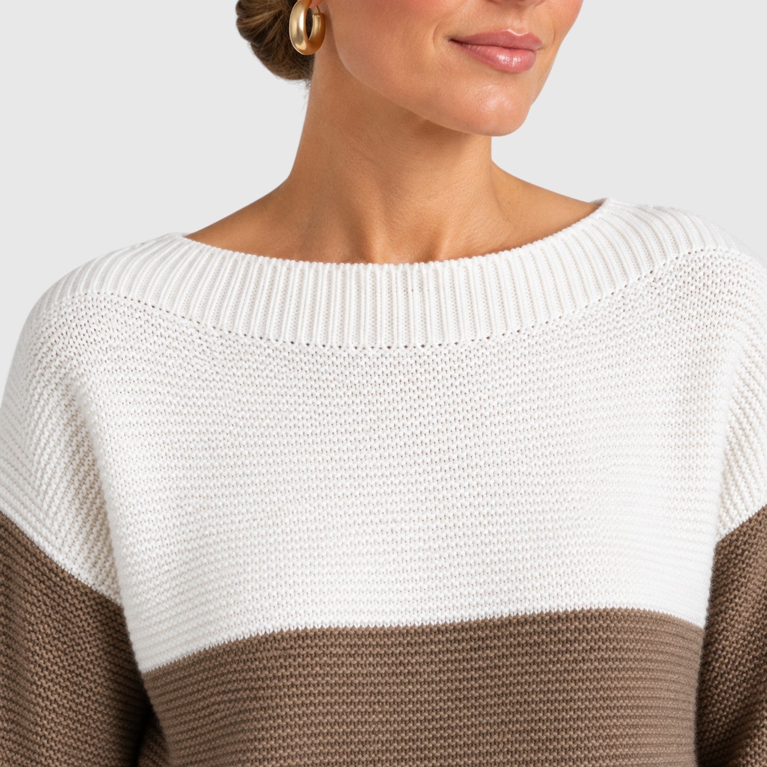 Monvaline | Women’s Soft Warm Relaxed Fit Colour Block Knit Sweater