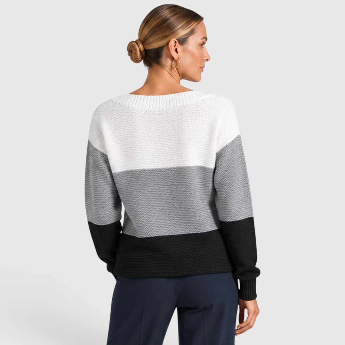Monvaline | Women’s Soft Warm Relaxed Fit Colour Block Knit Sweater