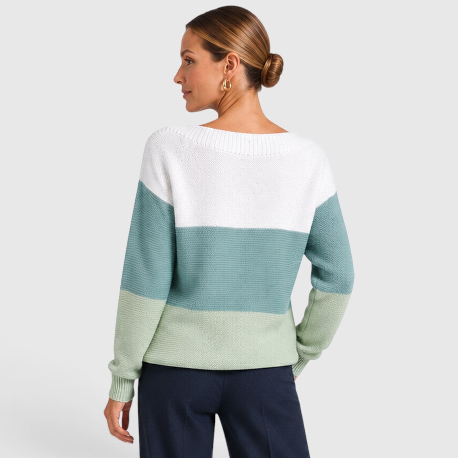 Monvaline | Women’s Soft Warm Relaxed Fit Colour Block Knit Sweater