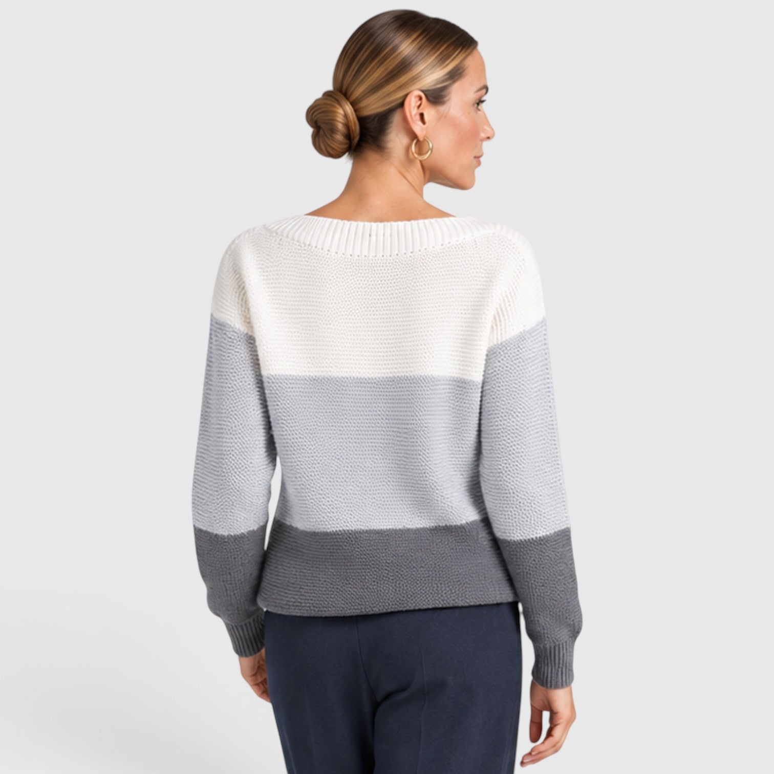 Monvaline | Women’s Soft Warm Relaxed Fit Colour Block Knit Sweater