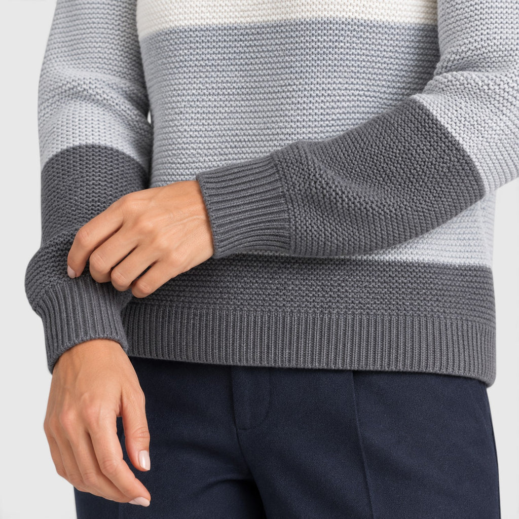 Monvaline | Women’s Soft Warm Relaxed Fit Colour Block Knit Sweater