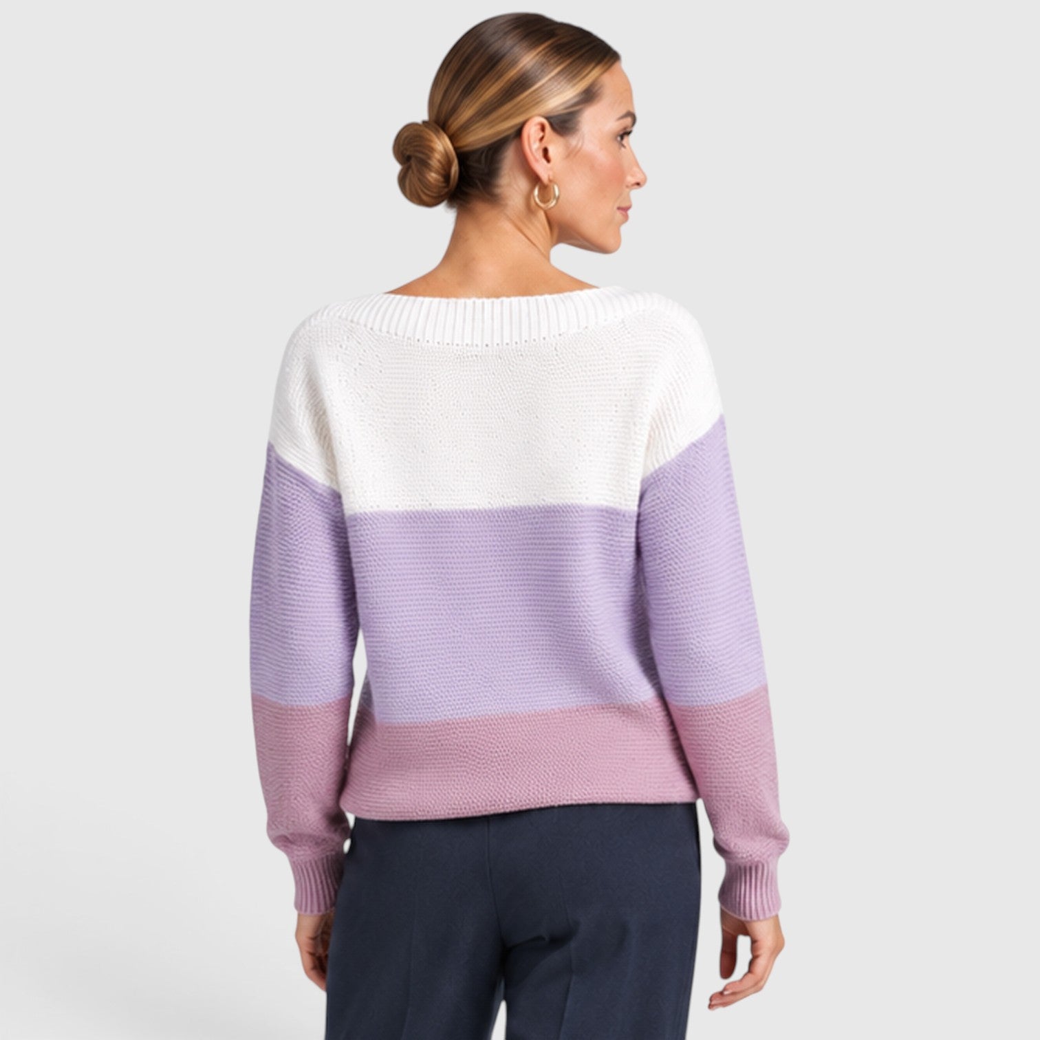 Monvaline | Women’s Soft Warm Relaxed Fit Colour Block Knit Sweater