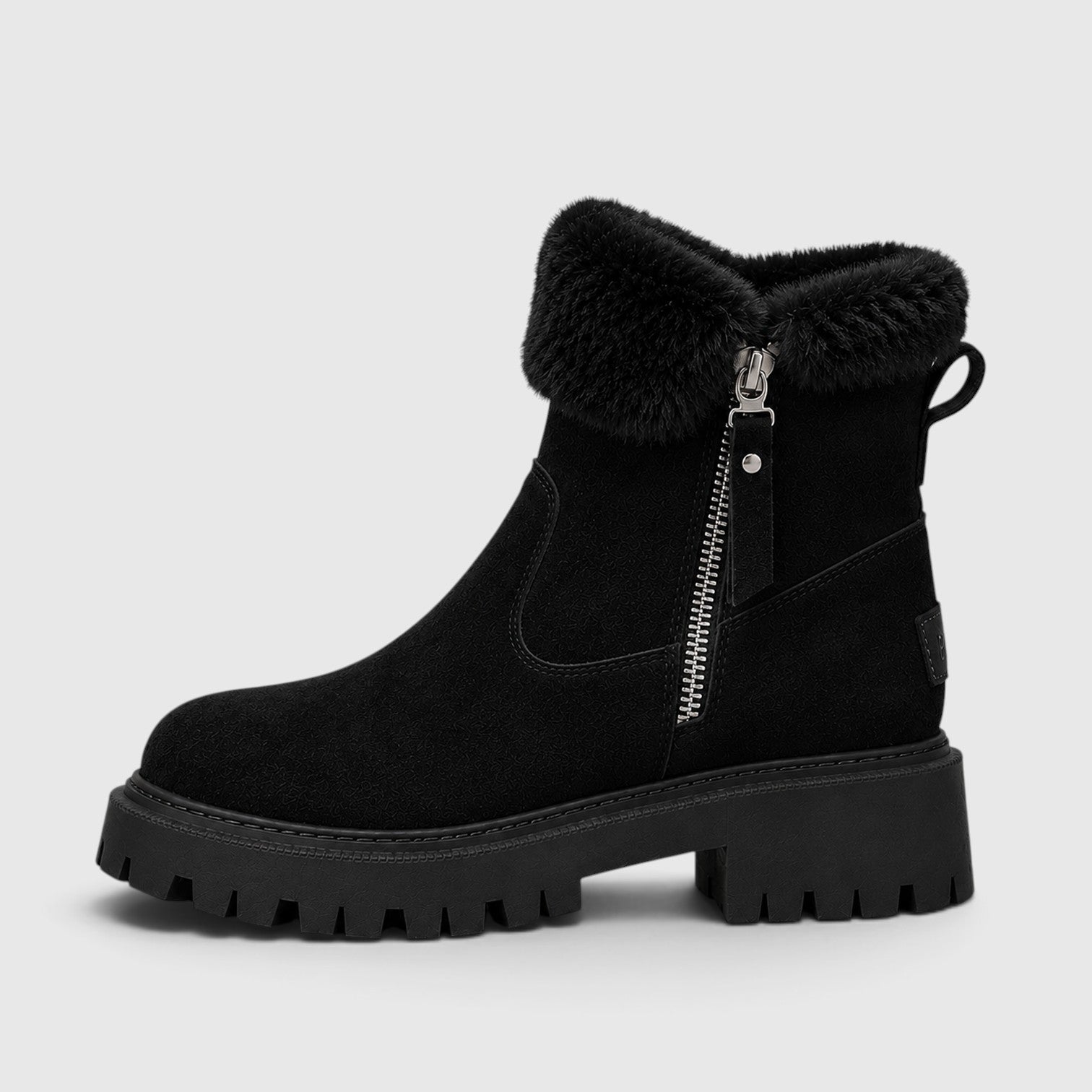 Monvaline | Women’s Suede Ankle Boots – Faux Fur Lined Chunky Sole