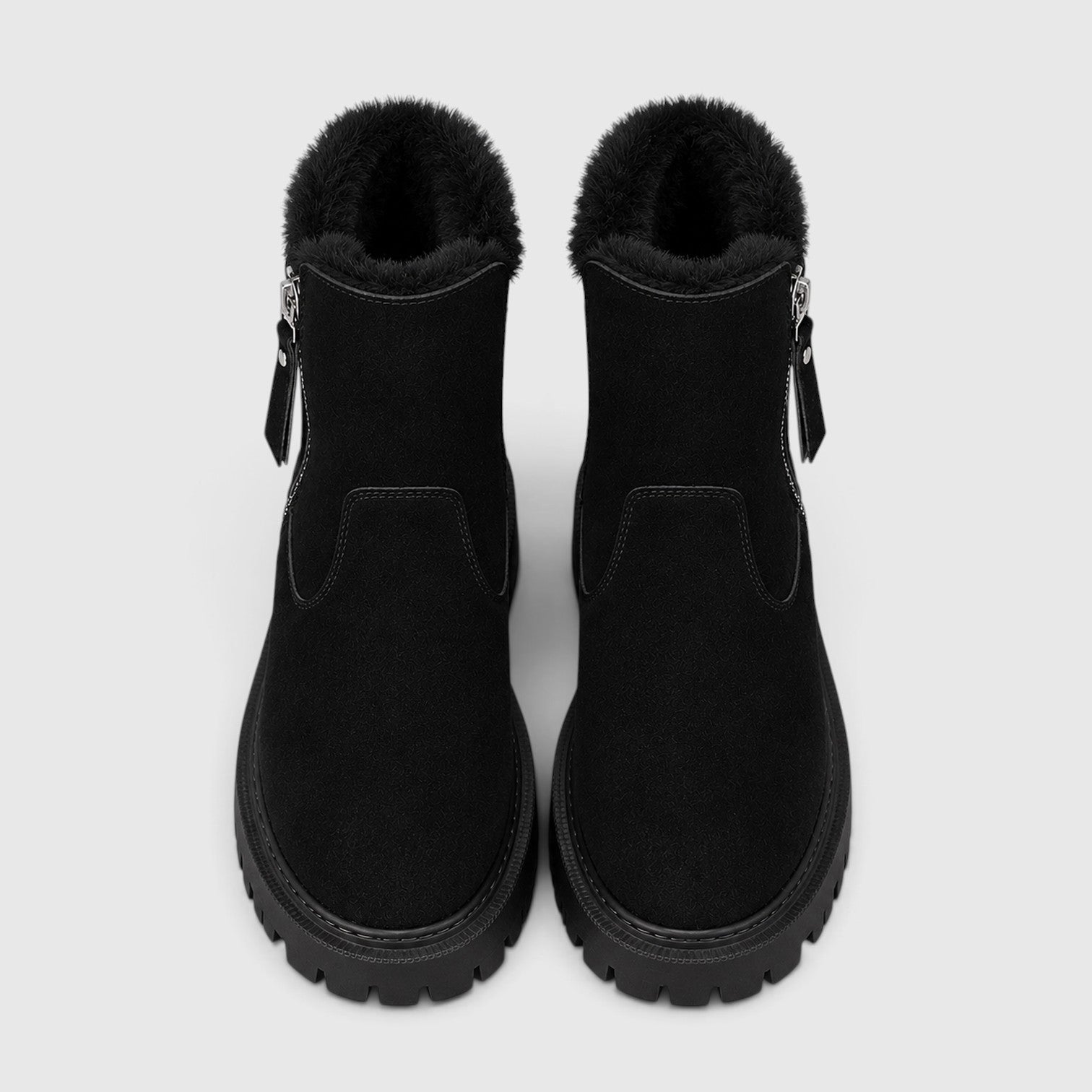 Monvaline | Women’s Suede Ankle Boots – Faux Fur Lined Chunky Sole