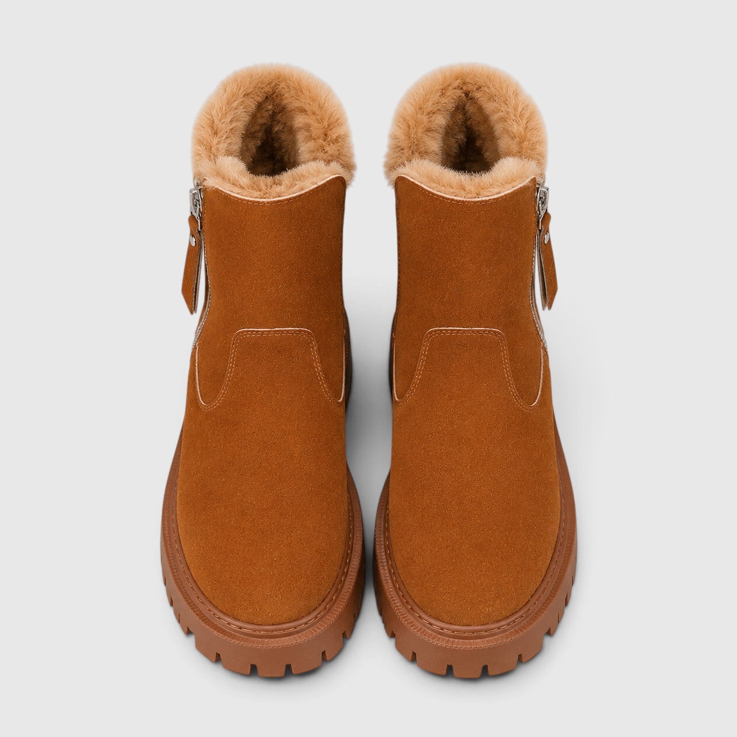 Monvaline | Women’s Suede Ankle Boots – Faux Fur Lined Chunky Sole