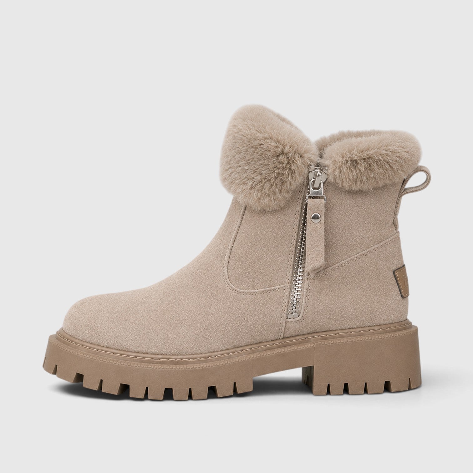 Monvaline | Women’s Suede Ankle Boots – Faux Fur Lined Chunky Sole